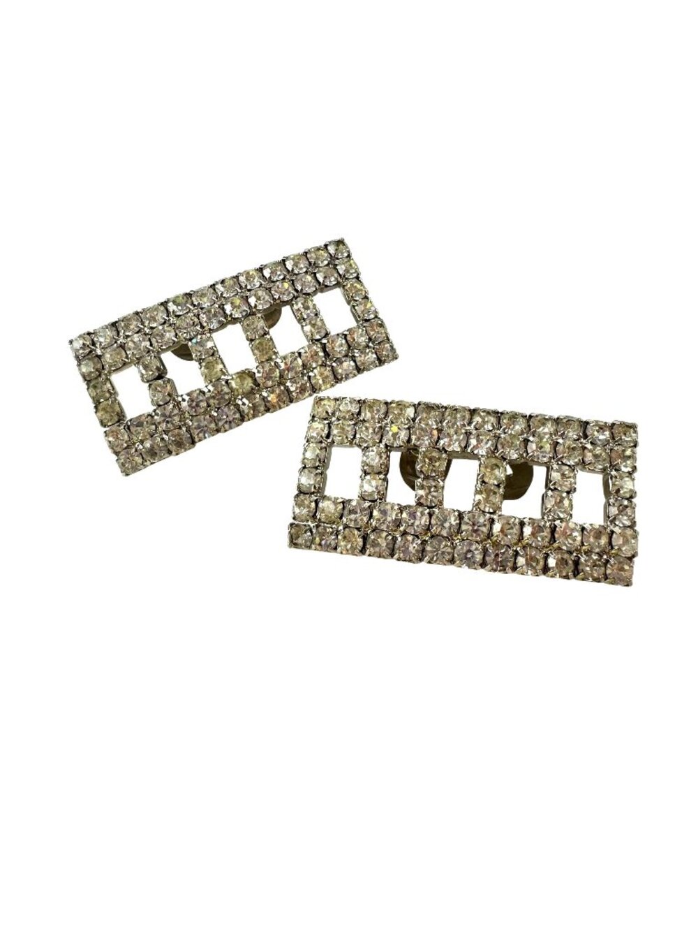 Pair Vintage Clear Rhinestone Shoe Clips